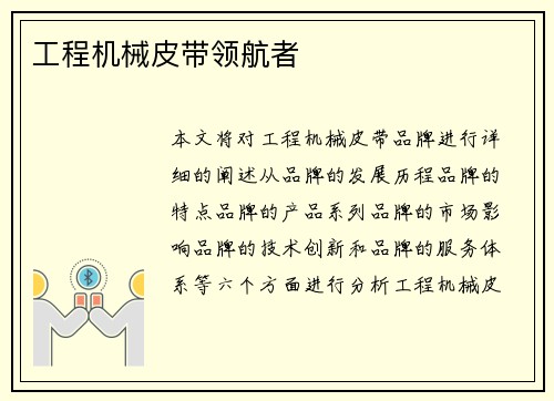 工程机械皮带领航者
